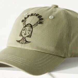 Anthropologie Capricorn Zodiac Baseball Cap Khaki Green